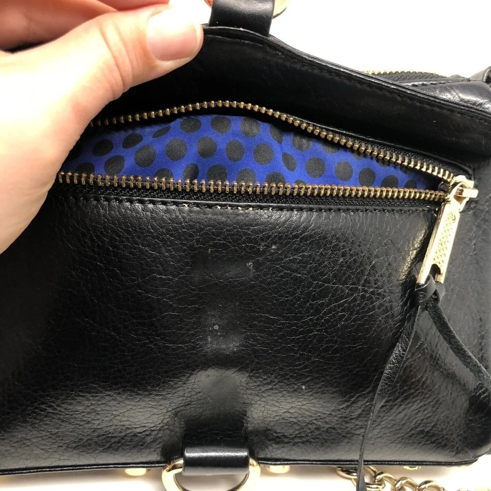 Rebecca Minkoff M.A.C. Shoulder Bag Black Leather Chain Strap Studded